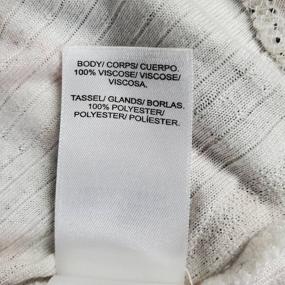 Lucky Brand White Boho Peasant Blouse Women’s Small Tassel Tie Long Sleeve - Picture 6 of 7